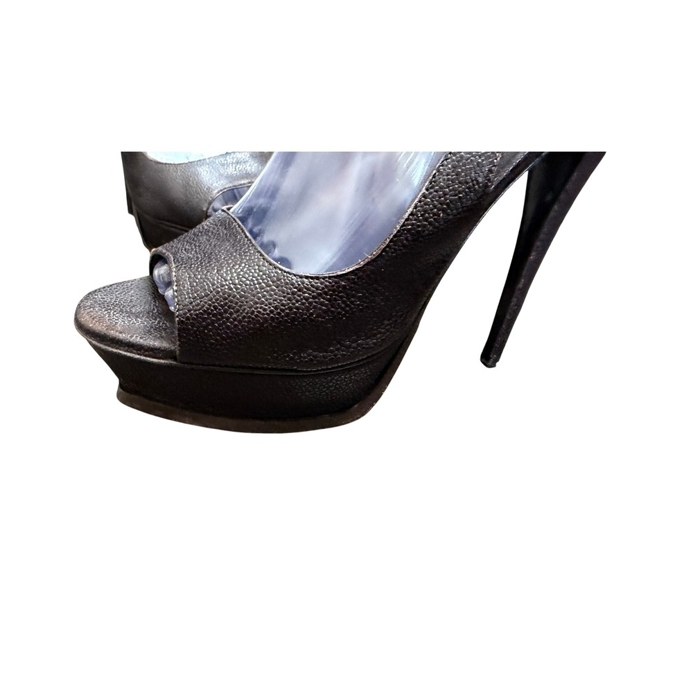 Yves Saint Laurent Tribute Platform Sandals Textured Leather Stiletto Heel 41 - Picture 9 of 13